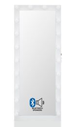 Hollywood Floor Mirror White with Bluetooth Speaker - Image 6