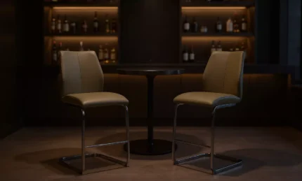 Elis Bar Chair - Chrome Leg Olive