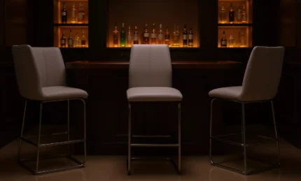 Elis Bar Chair - Chrome Leg Taupe