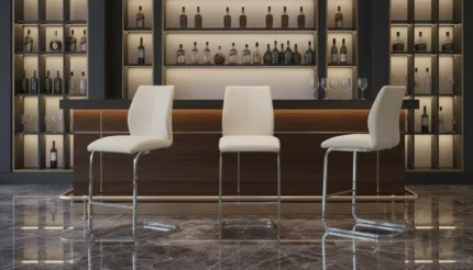 Elis Bar Chair - Chrome Leg White