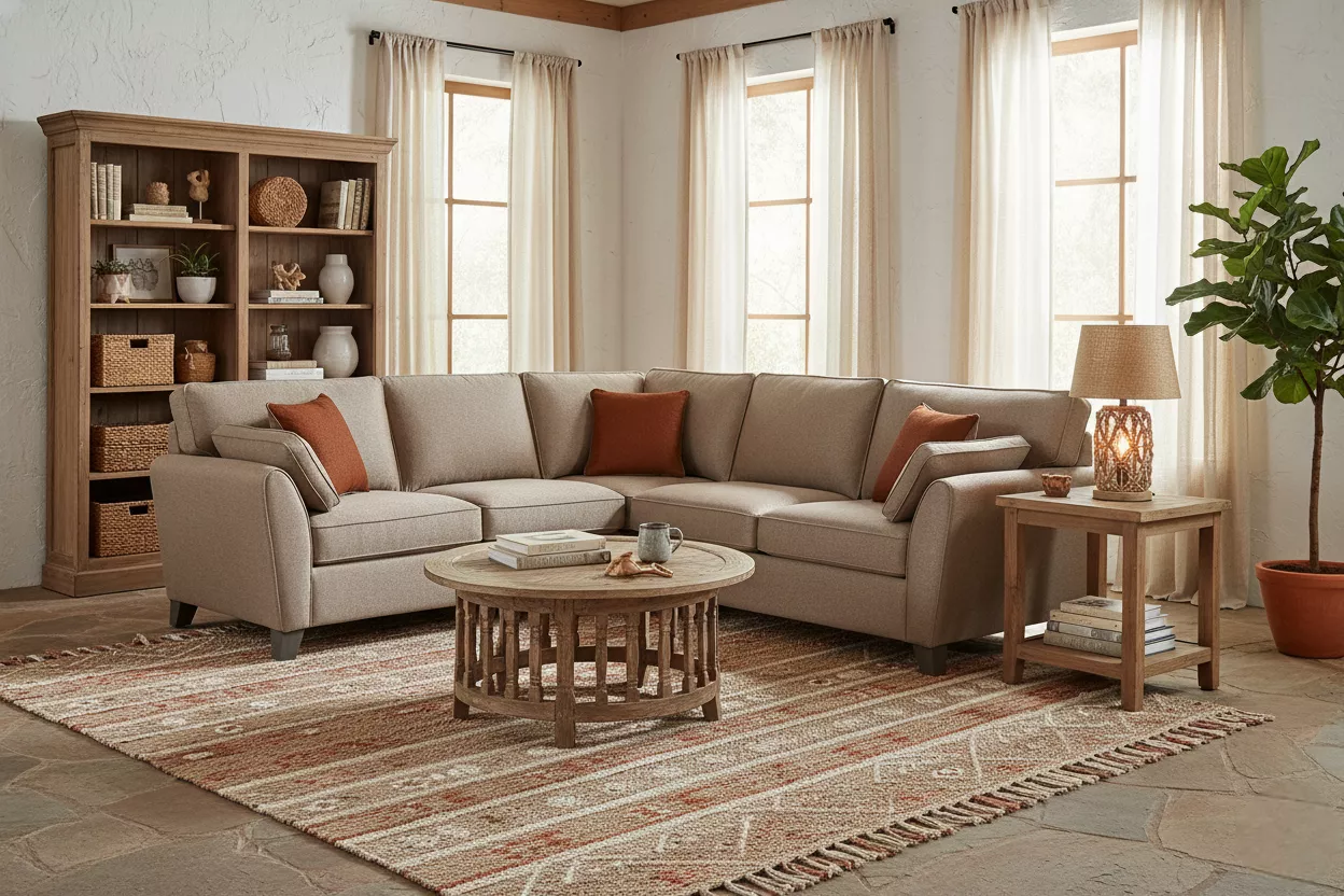thefurniturecentre-Cantrell Corner Group – Biscuit (LHF) and (2 scatter Cushions) Cantrell Corner Group - Biscuit (LHF) and (2 scatter Cushions) - Image 1