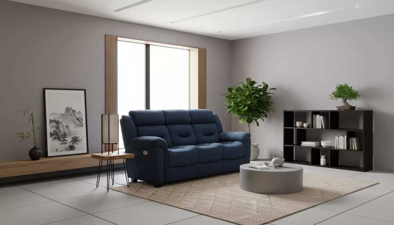 thefurniturecentre-Dudley 3 Seater Fixed – Blue (Nett) Dudley 3 Seater Fixed - Blue (Nett) - Image 1