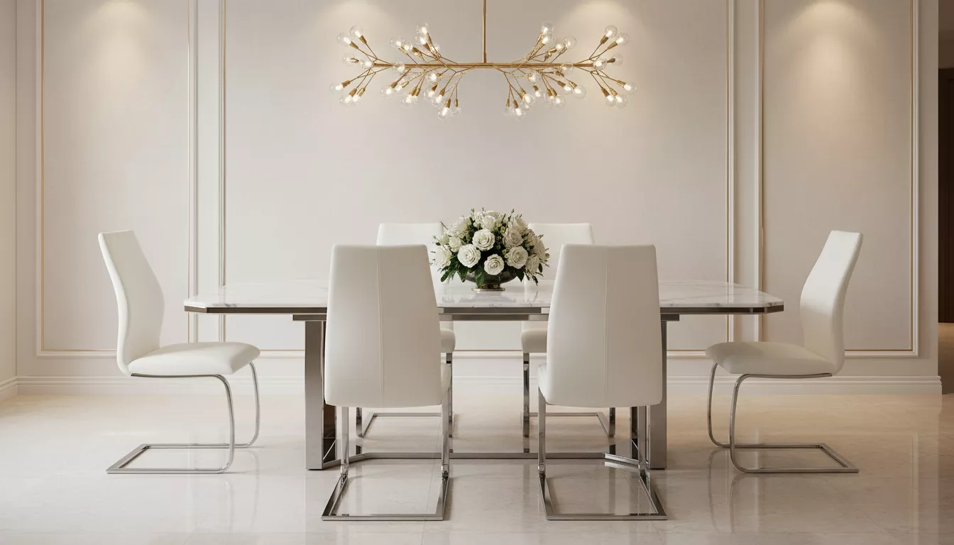 thefurniturecentre-Elis Dining Chair – Chrome Leg White Elis Dining Chair - Chrome Leg White - Image 1