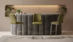 Irma Bar Chair - Brushed Steel Olive