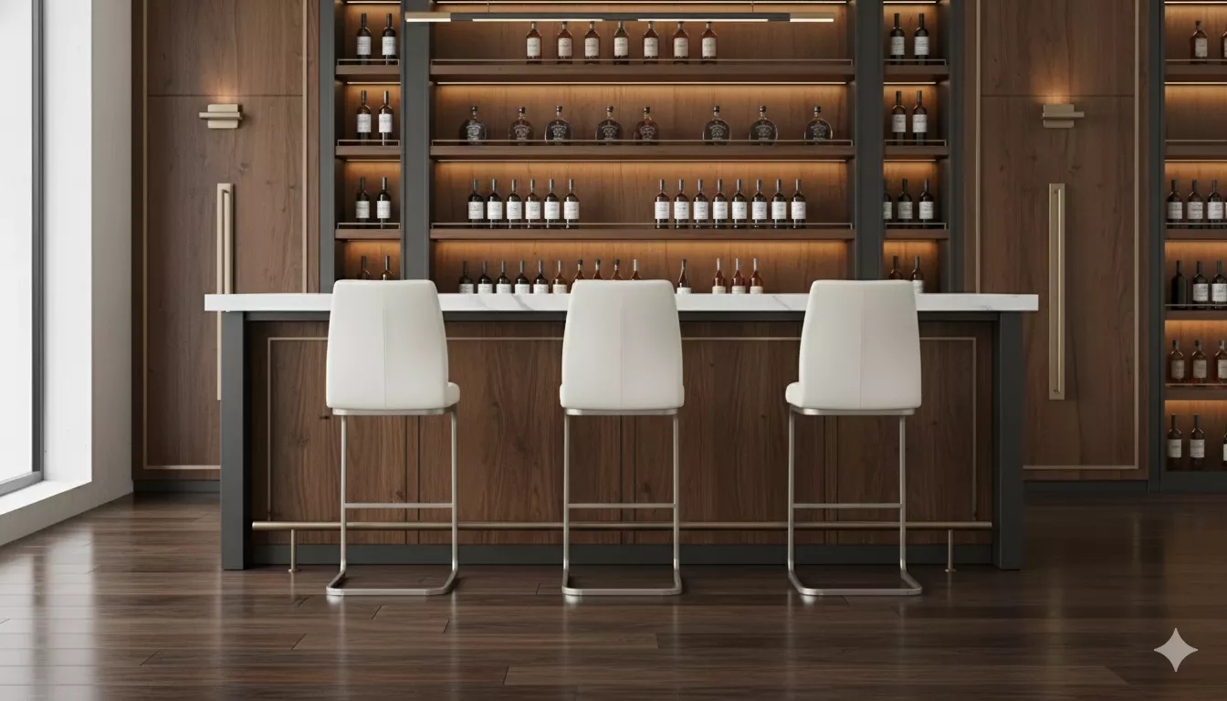 thefurniturecentre-Irma Bar Chair – Brushed Steel White Irma Bar Chair - Brushed Steel White - Image 1