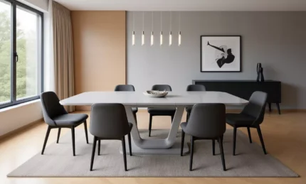 Lazzaro Dining Table Ext - Light Grey Matt 1200/1600 (Nett)