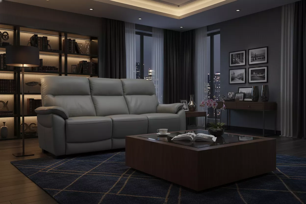 Nerano 3 Seater Fixed - Steel (Nett) - The Furniture Centre Cork