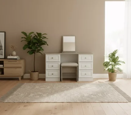 Trufflestone Modern Steel Frame Dressing Table in Grey Truff Bard