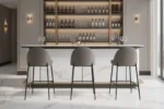 Valent Leather Bar Chair Grey