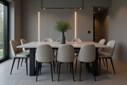 Valent Leather Dining Chair Grey