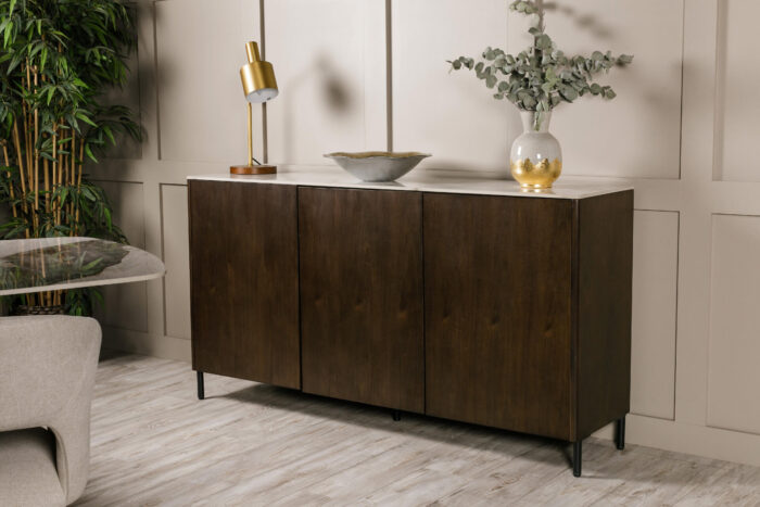 Ariya Sideboard Brown Wood & Marble Top - Image 7