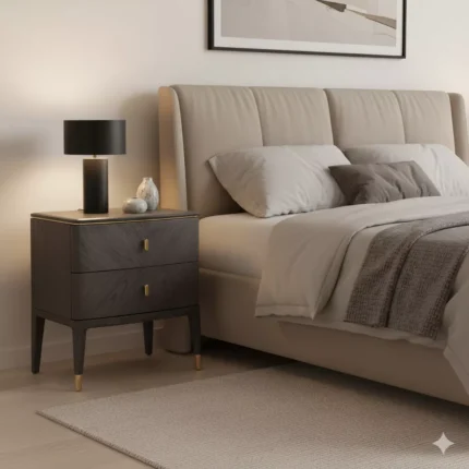 Diletta 2 Drawer Bedside Table Ebony