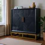 Orlando 2 Door Chest Black & Gold end match