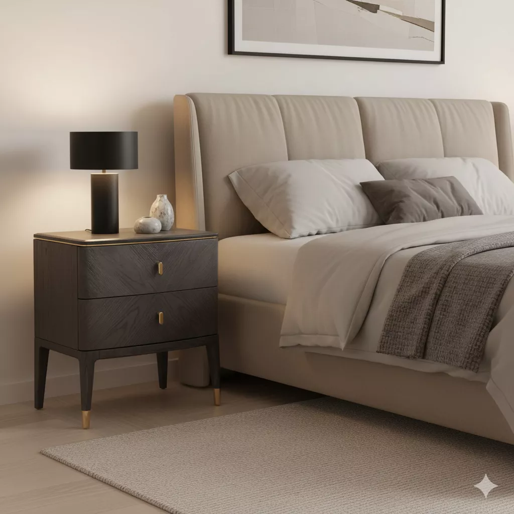 thefurniturecentre-Diletta 2 Drawer Bedside Table Ebony Diletta 2 Drawer Bedside Table Ebony - Image 1