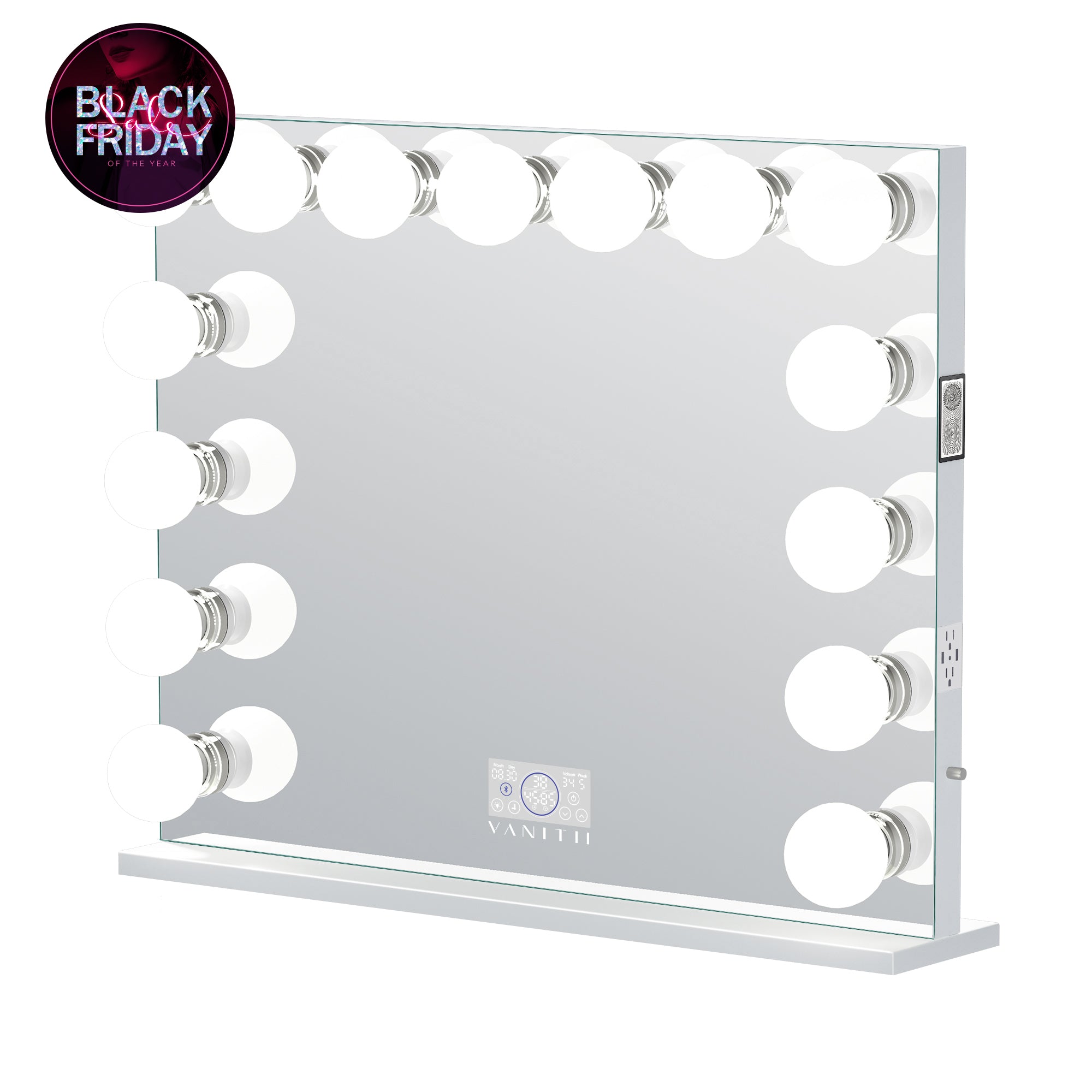 Trucchi Ragazza Hollywood Vany Specchio Per Il Trucco Con Luci 12 Lampadine Dimmerabili LED Illuminato 360 Rotazione 3 Colori Modalà Smart Touch Control Specchi Specchio Rotante 360° 3 Luci Colore
