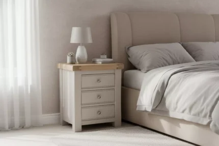 Doune 3 Drawer Bedside Table Taupe