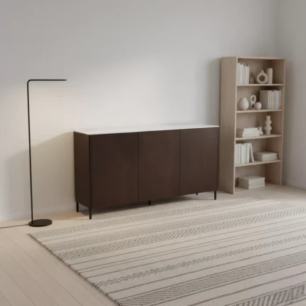 Ariya Sideboard Brown Wood & Marble Top