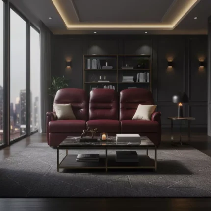 Keswick Small Leather Fixed 3-Seater Settee