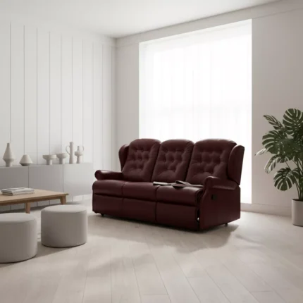 Lynton Small Leather Reclining 3-Seater Settee