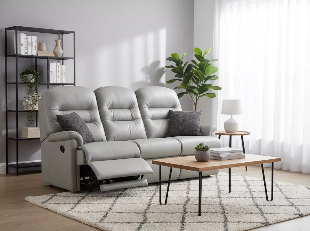 thefurniturecentre-Keswick Standard Leather Fixed 3-Seater Settee Keswick Standard Leather Fixed 3-Seater Settee - Image 1