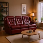 Lynton Small Leather Fixed 3-Seater Settee