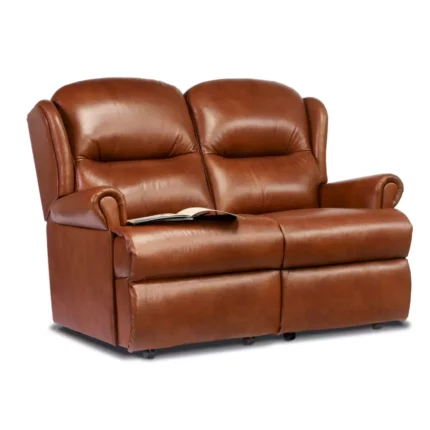 Malvern Small Leather Fixed 2-Seater Settee
