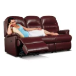 Keswick Small Leather Reclining 3-Seater Settee - Image 2