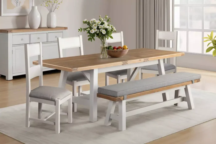 Doune Refectory Wooden Extending Dining Table 1900-2350 Taupe - Image 5