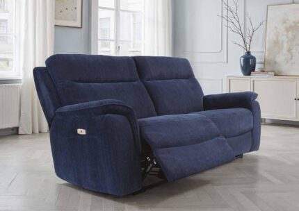 Harvey - Blue Herringbone Fabric Electric Recliner Sofa