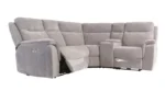 Harvey - Blue Herringbone Fabric Electric Recliner Sofa - Image 3