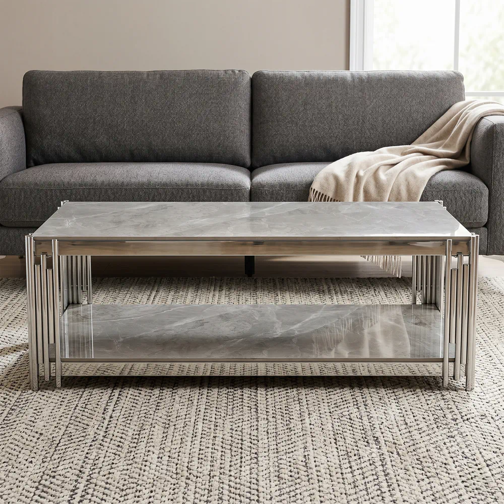 Belini Coffee Table Sintered Stone And Stainless Steel-the-furniture-centre (2) Belini Coffee Table Sintered Stone And Stainless Steel - Image 1