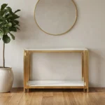 Belini Console Table Sintered Stone And Gold - Image 7