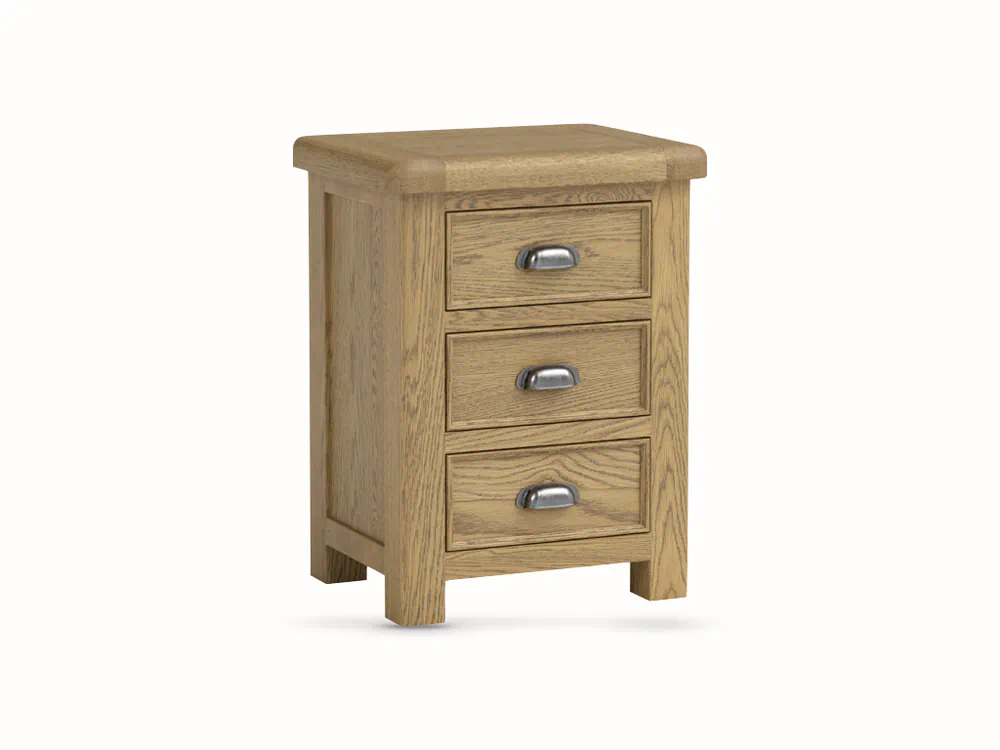 Dorchester Oak 3 Drawer Bedside Table-the-furniture-centre (2) Dorchester Oak 3 Drawer Bedside Table - Image 1