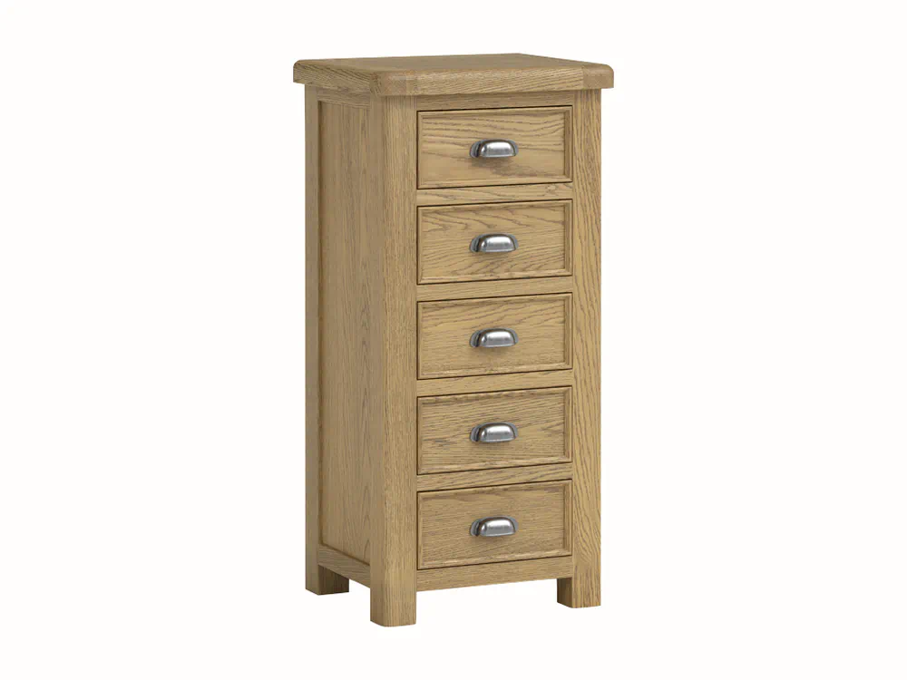Dorchester Oak 5 Drawer Chest-the-furniture-centre (1) Dorchester Oak 5 Drawer Chest - Image 1