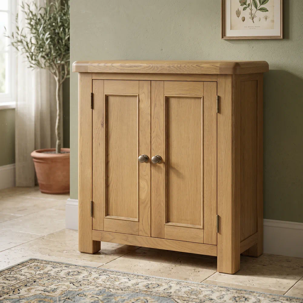 Dorchester Oak Mini Cupboard-the-furniture-centre (1) Dorchester Oak Mini Cupboard - Image 1