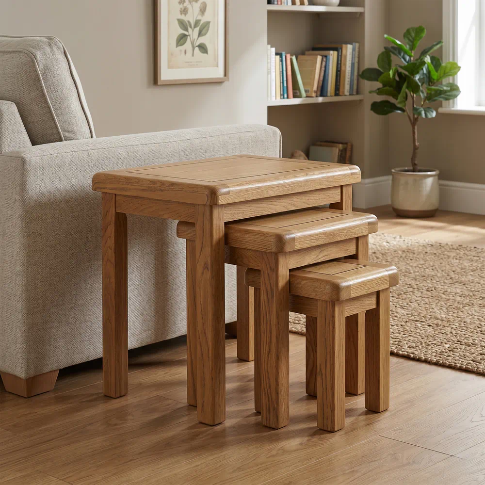 Dorchester Oak Nest of Tables-the-furniture-centre (2) Dorchester Oak Nest of Tables - Image 1