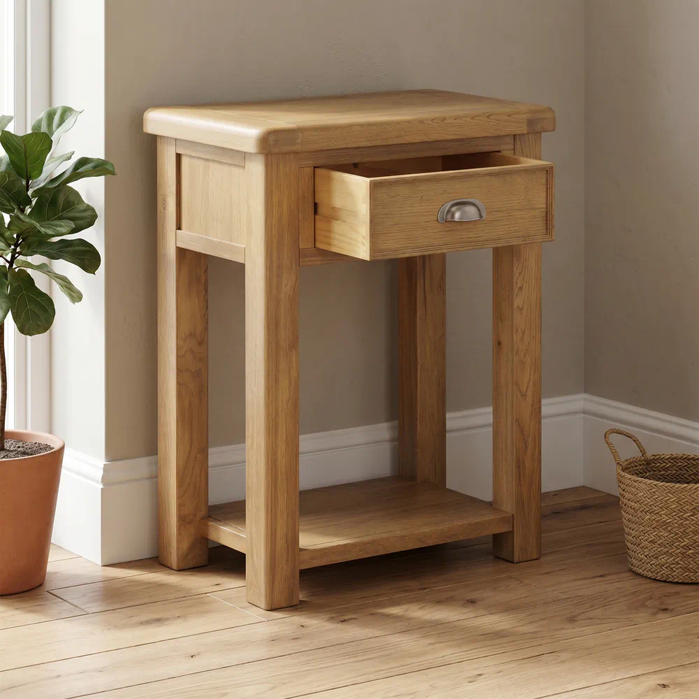 Dorchester Oak Telephone Table-the-furniture-centre (2) Dorchester Oak Telephone Table - Image 1