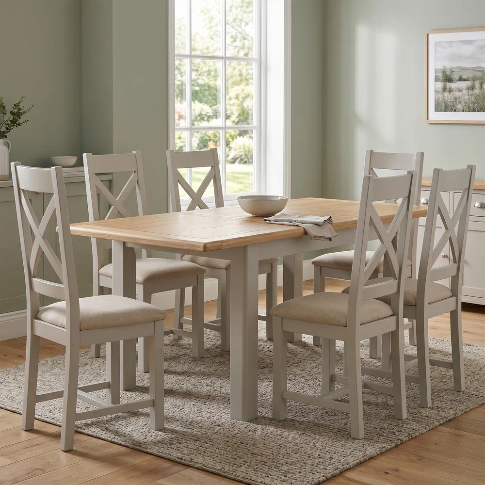 Windermere Painted 140cm Butterfly Extension Dining Set (Table + 6 Chairs)-the-furniture-centre (1) Windermere Painted 140cm Butterfly Extension Dining Set (Table + 6 Chairs) - Image 1