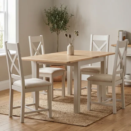 Windermere Painted Square Extension Dining Set (Table + 4 Chairs)